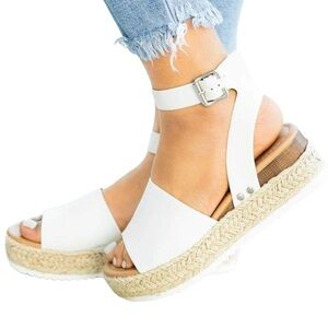 Woman White Platform sandals faux leather